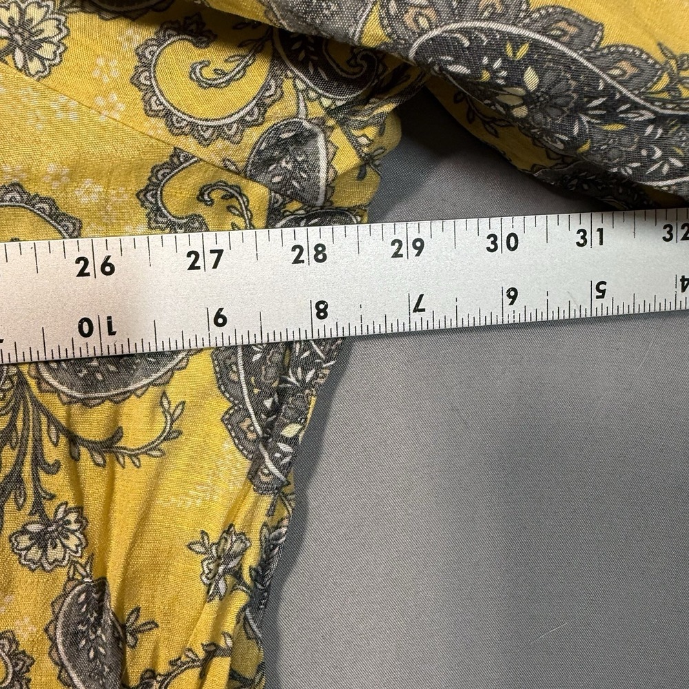 Boho Paisley Top Turmeric Gold Fringe Hem Peasant Blouse Plus Size Festival 3x - Picture 10 of 13